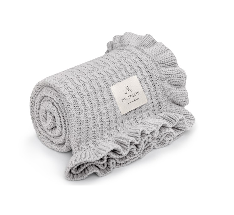 Kocyk bambusowy z falbanką 85x105 light grey