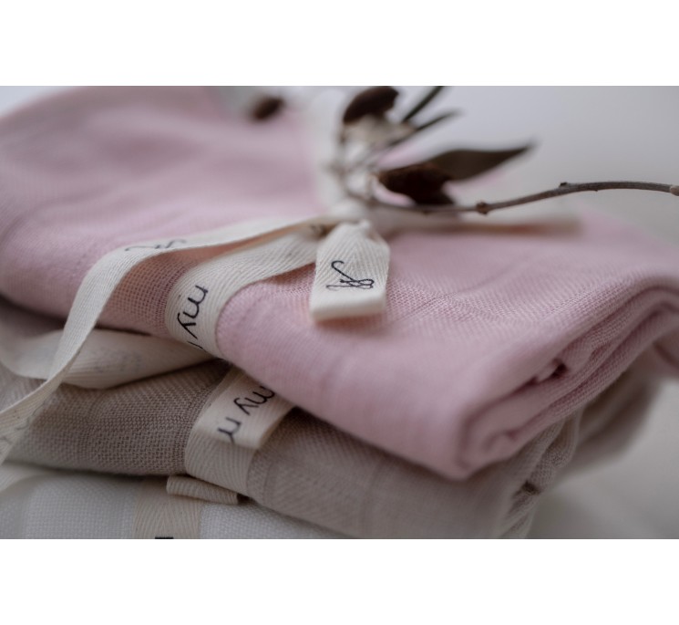 Bambusowa pieluszka muślinowa 65x65 powder pink