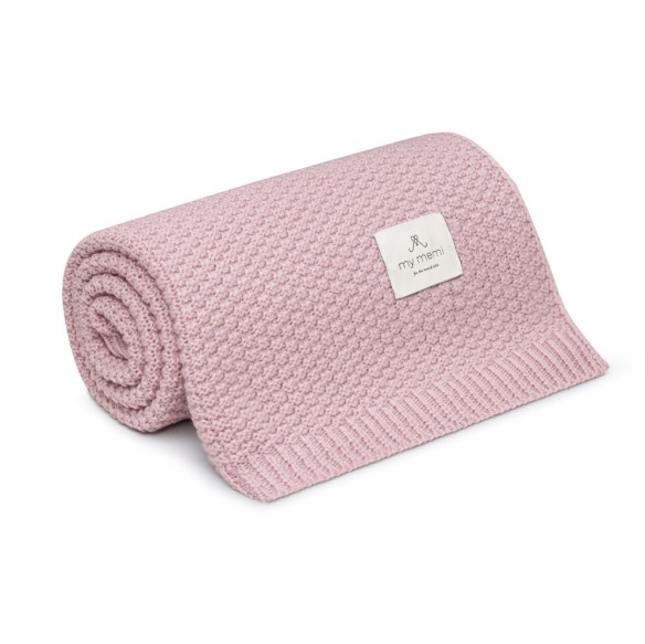 Kocyk ze 100% wełny merino powder pink - premium collection