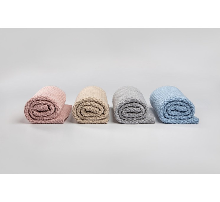 Kocyk ze 100% wełny merino powder pink - premium collection