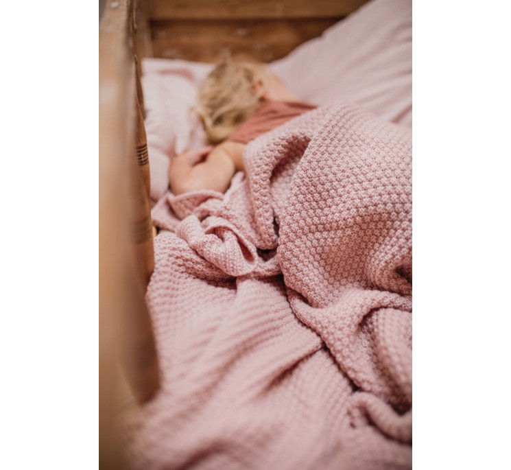 Kocyk ze 100% wełny merino powder pink - premium collection