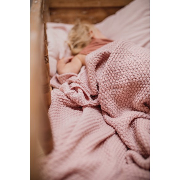 Kocyk ze 100% wełny merino powder pink - premium collection