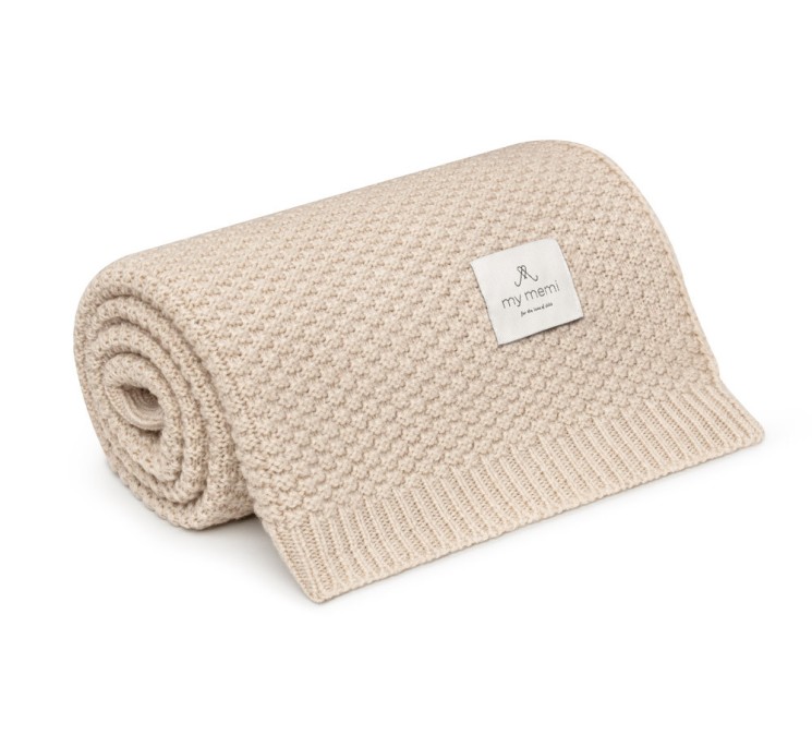 Kocyk ze 100% wełny merino warm beige - premium collection