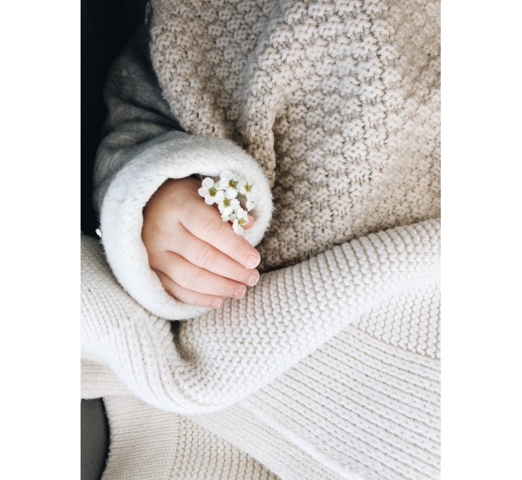 Kocyk ze 100% wełny merino warm beige - premium collection