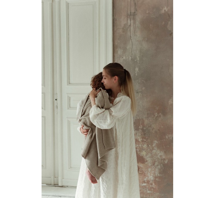 Kocyk ze 100% wełny merino warm beige - premium collection