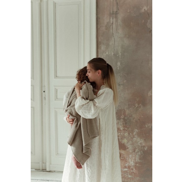 Kocyk ze 100% wełny merino warm beige - premium collection