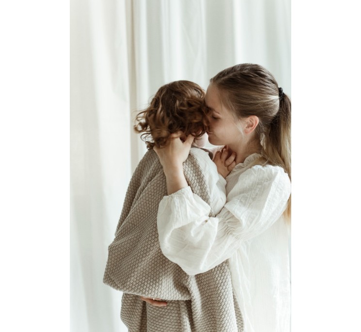 Kocyk ze 100% wełny merino warm beige - premium collection