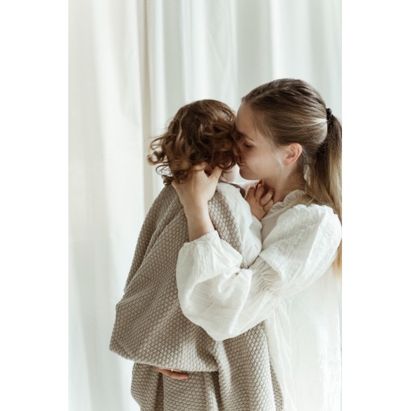 Kocyk ze 100% wełny merino warm beige - premium collection