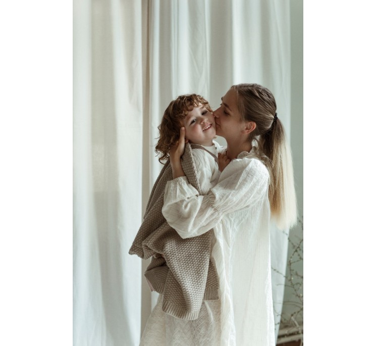 Kocyk ze 100% wełny merino warm beige - premium collection