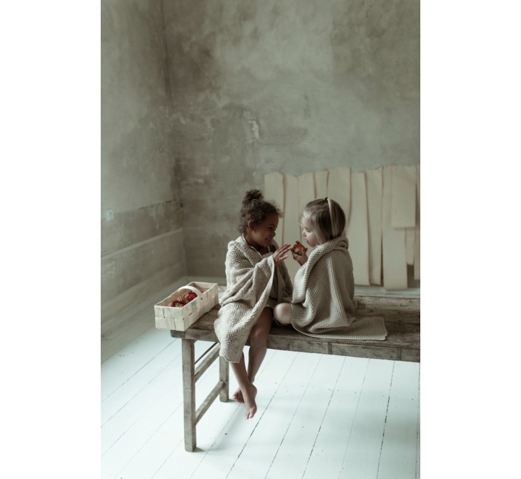 Kocyk ze 100% wełny merino warm beige - premium collection