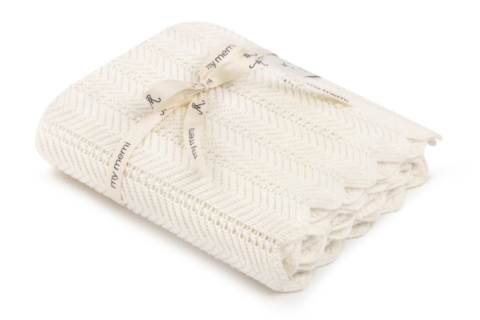 Bamboo Blanket 80x100 cream - feather - MY MEMI