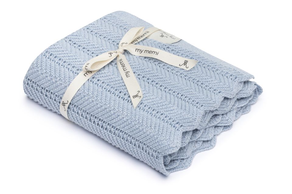 Bamboo Blanket 80x100 baby blue - feather - MY MEMI