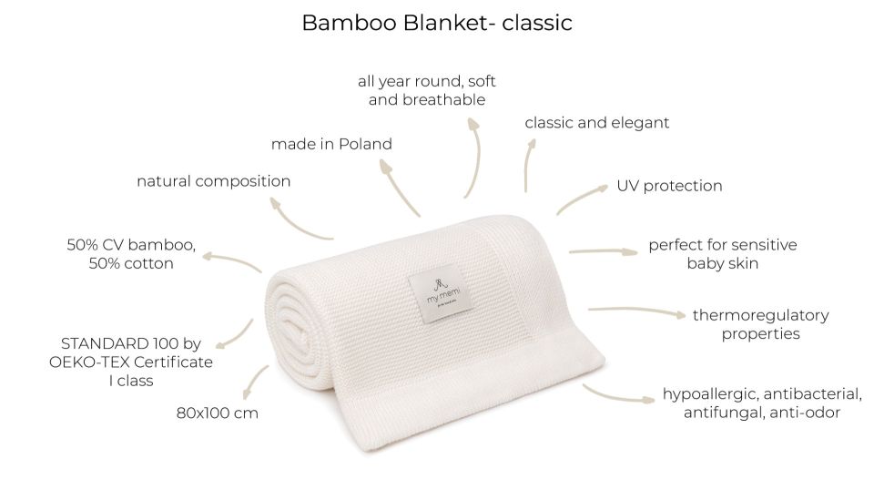 Bamboo Blanket 80x100 Light Grey - classic MY MEMI