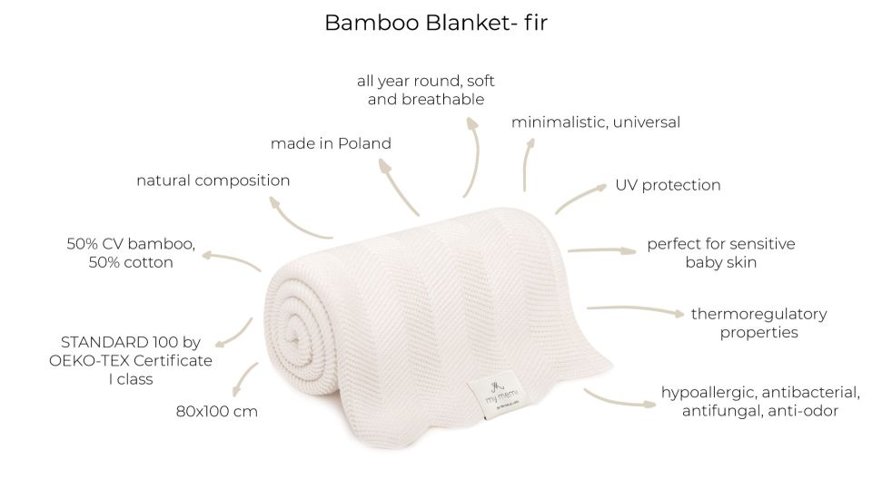 Bamboo blanket light beige 80x100 – fir MY MEMI