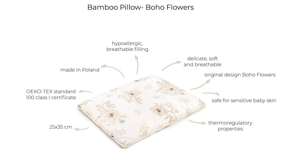 Bamboo pillow 25x35 - boho flowers MY MEMI
