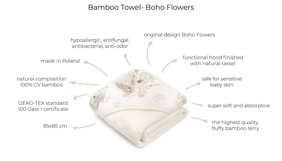 Bamboo towel- boho flowers MY MEMI