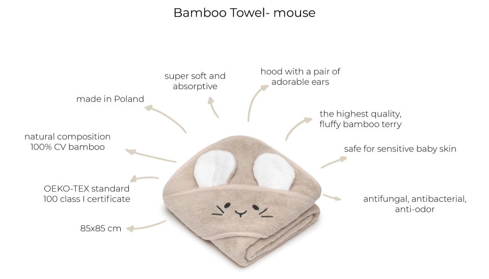 Bamboo towel light grey- mouse MY MEMI