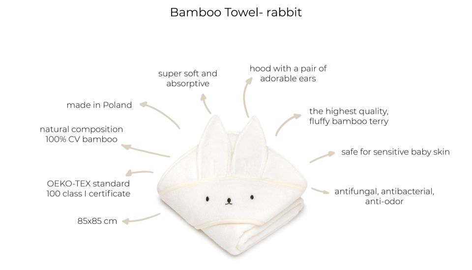 Bamboo towel light grey- rabbit MY MEMI