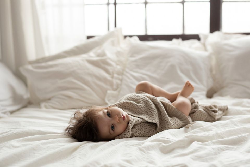 Bamboo Blanket 80x100 light beige - chain MY MEMI