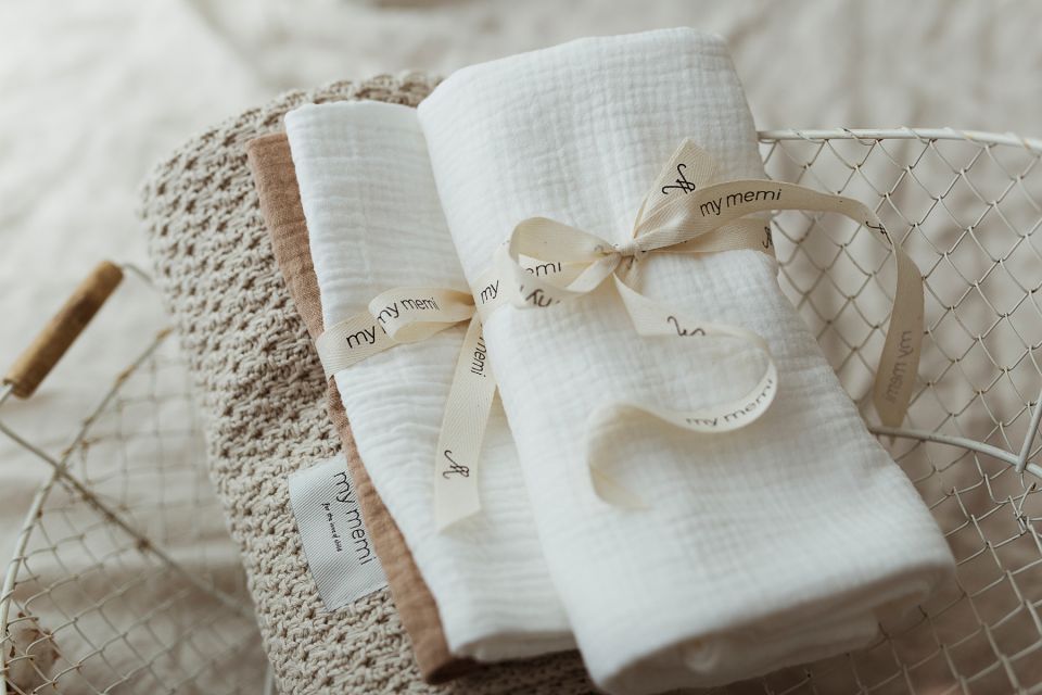 Bamboo Blanket 80x100 light beige - chain MY MEMI