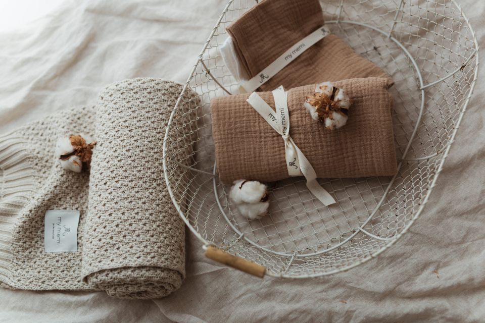 Bamboo Blanket 80x100 light beige - chain MY MEMI