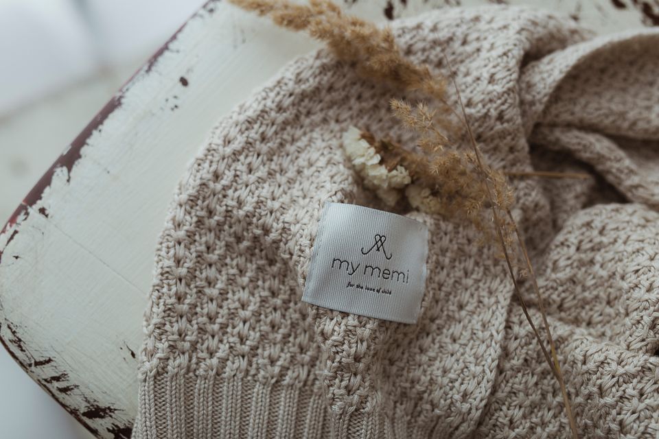 Bamboo Blanket 80x100 light beige - chain MY MEMI