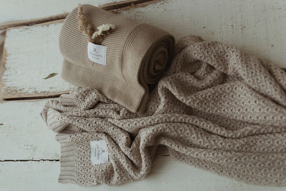 Bamboo Blanket 80x100 light beige - chain MY MEMI