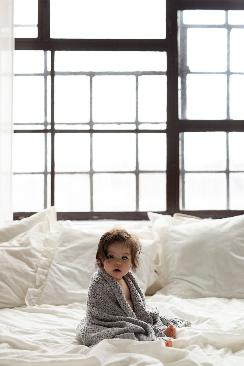 Bamboo Blanket 80x100 Light Grey - chain MY MEMI