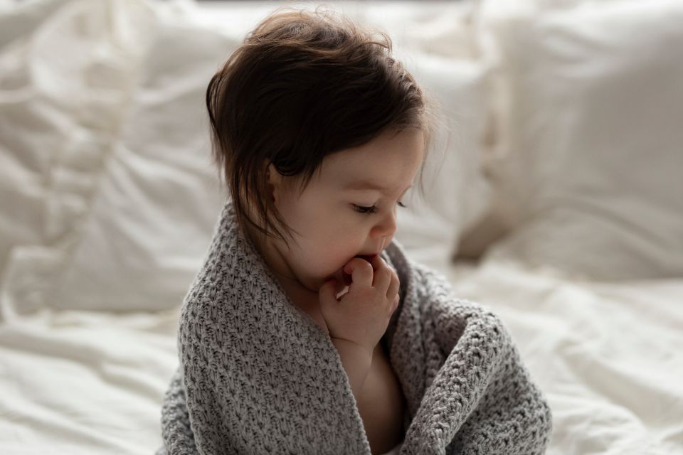 Bamboo Blanket 80x100 Light Grey - chain MY MEMI