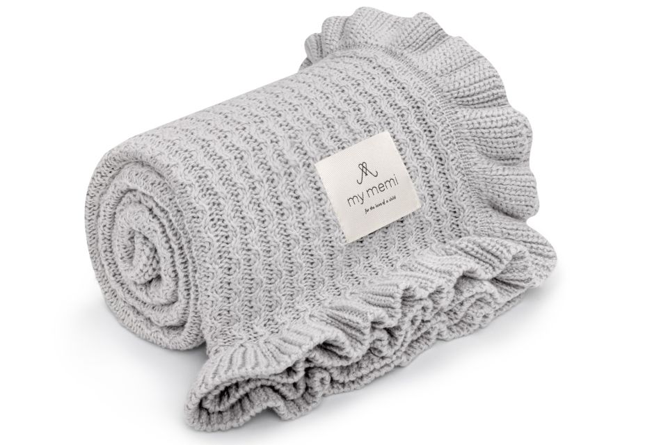 Bamboo blanket with a frill 85x105 light grey MY MEMI