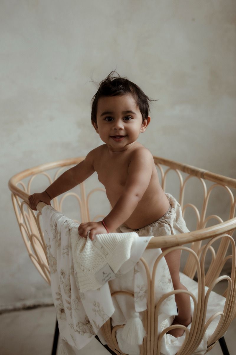 Bamboo swaddle blanket 100x120 - boho flowers MY MEMI