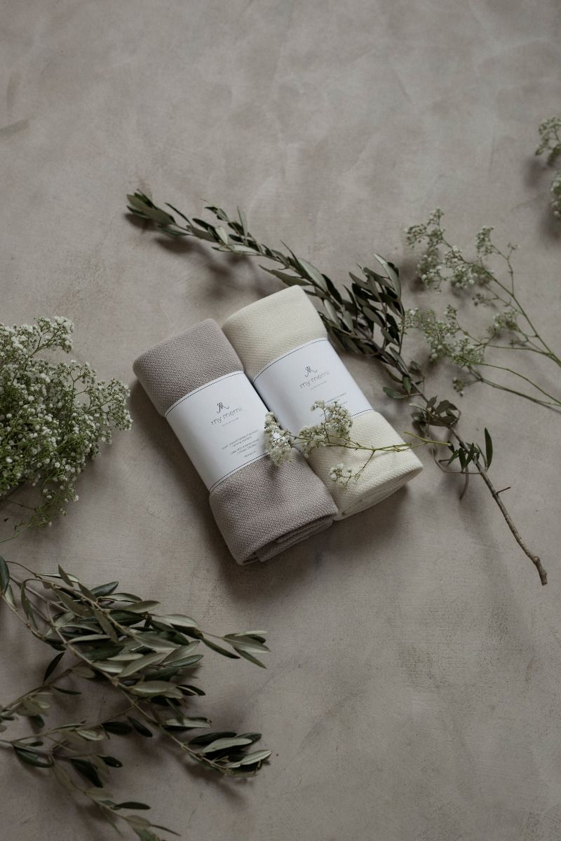 Bamboo Swaddle Blanket / Light Blanket with Silver Ions 100x100 Light Beige MY MEMI