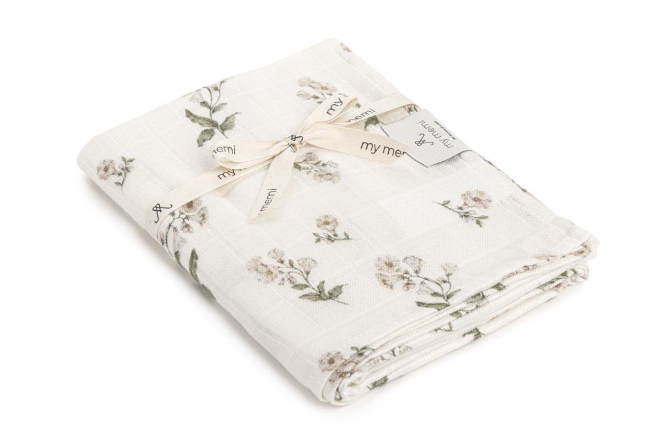 Bamboo muslin swaddle 120x120 - bells - MY MEMI