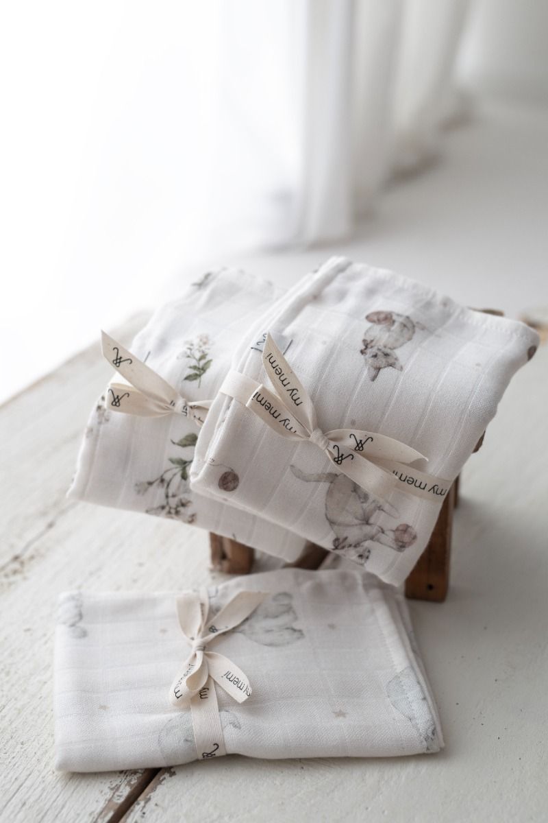 Bamboo muslin swaddle 120x120 - bells - MY MEMI