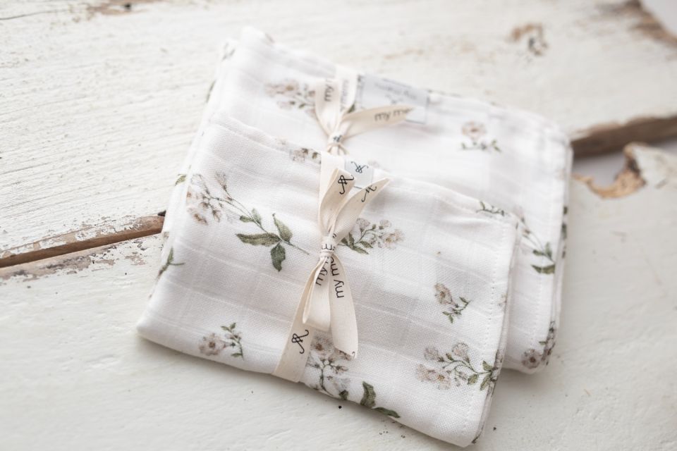 Bamboo muslin swaddle 120x120 - bells - MY MEMI