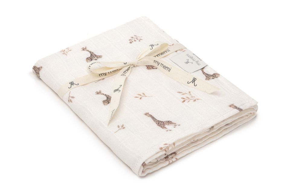 Bamboo muslin swaddle 120x120 - giraffes - MY MEMI