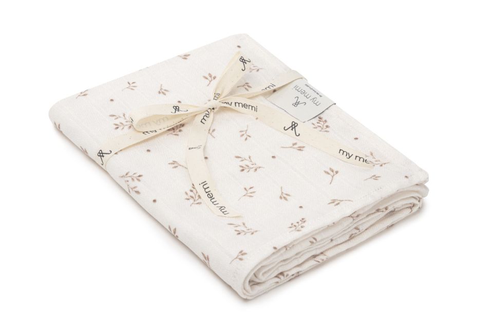 Bamboo muslin swaddle 120x120 - twigs - MY MEMI