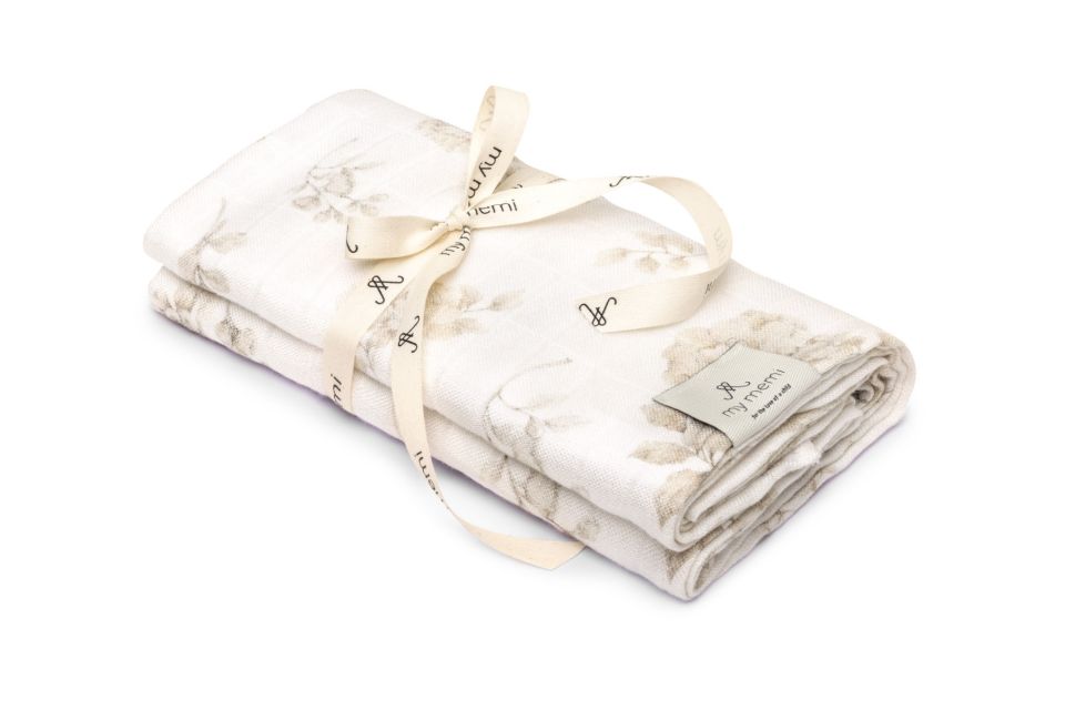 Bamboo muslin swaddle 100x100 - boho flowers MY MEMI