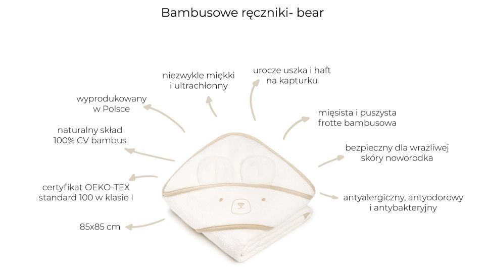 Bamboo towel dusty blue - bear - MY MEMI