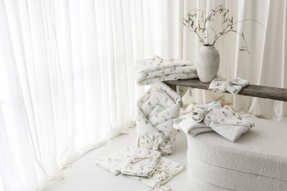 Bamboo muslin swaddle 120x120 - bells - MY MEMI