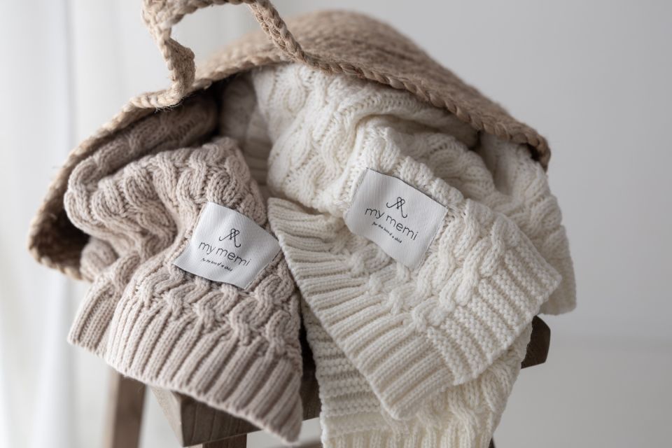 Warm blanket of 100% merino wool warm beige - premium collection - MY MEMI