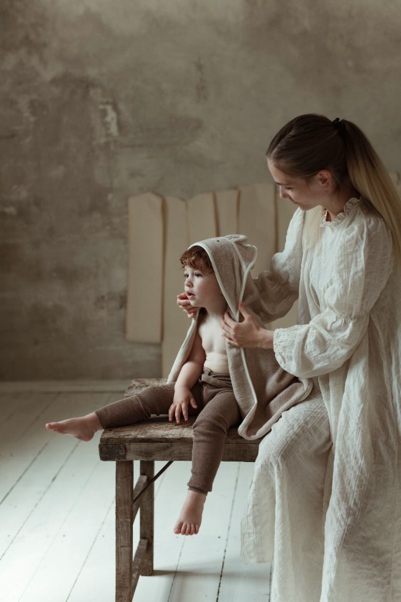 Bamboo towel dusty blue - bear - MY MEMI