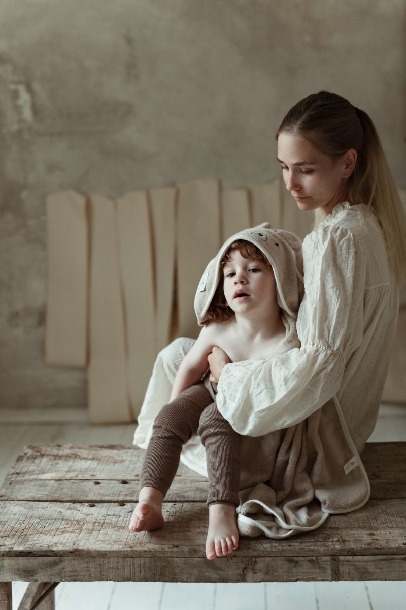 Bamboo towel dusty blue - bear - MY MEMI