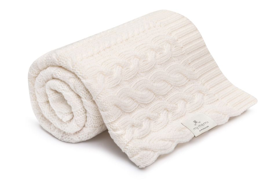 Braided 100% natural Merino wool blanket cream - premium collection - MY MEMI