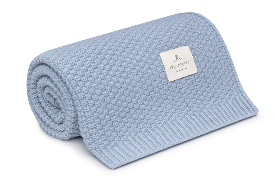 100% Natural Merino Wool Blanket Baby Blue - Premium Collection MY MEMI