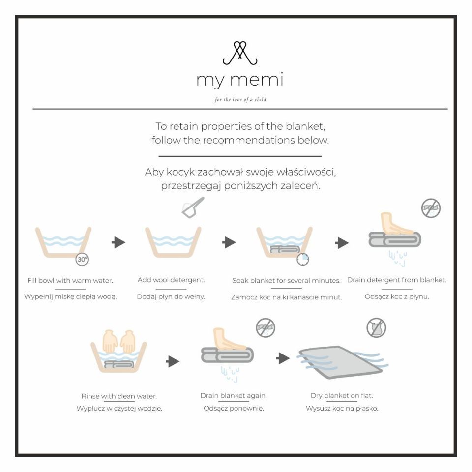 Warm blanket of 100% merino wool cream - premium collection - MY MEMI