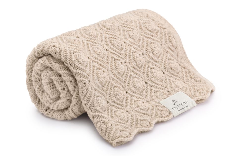 100% Natural Merino Wool Blanket Warm Beige Pearl - Premium Collection - MY MEMI