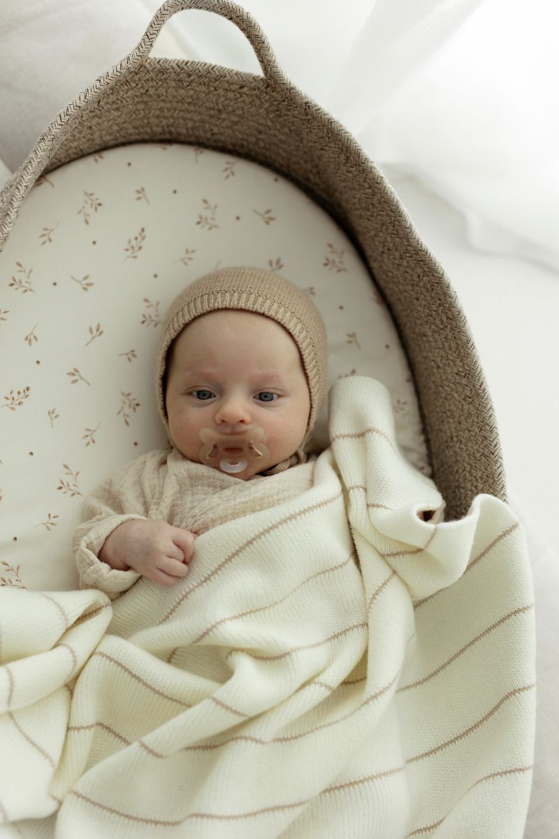 100% Natural Merino Wool Blanket Cream Lines - Premium Collection