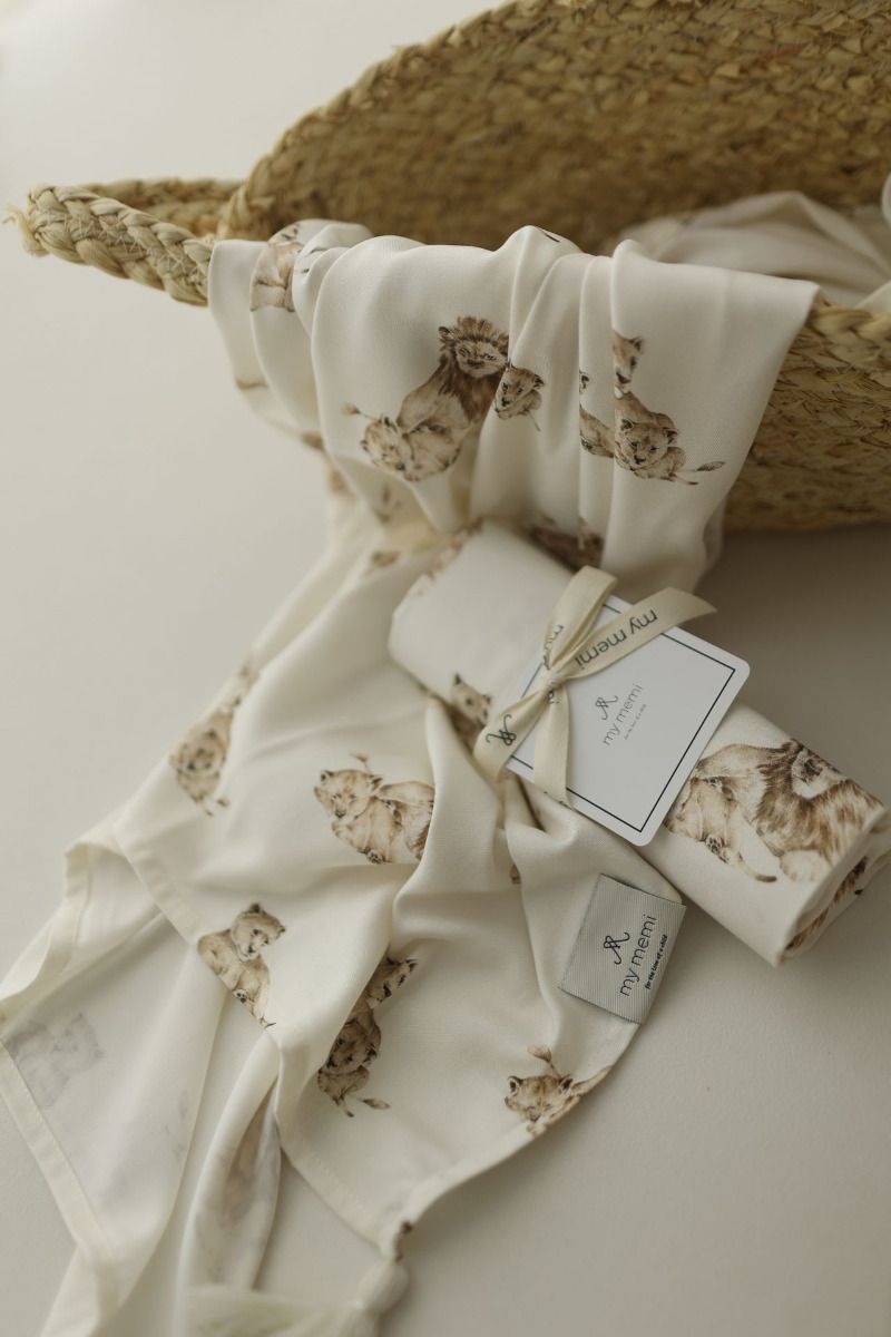 2in1 bamboo baby horn/bedding - lions