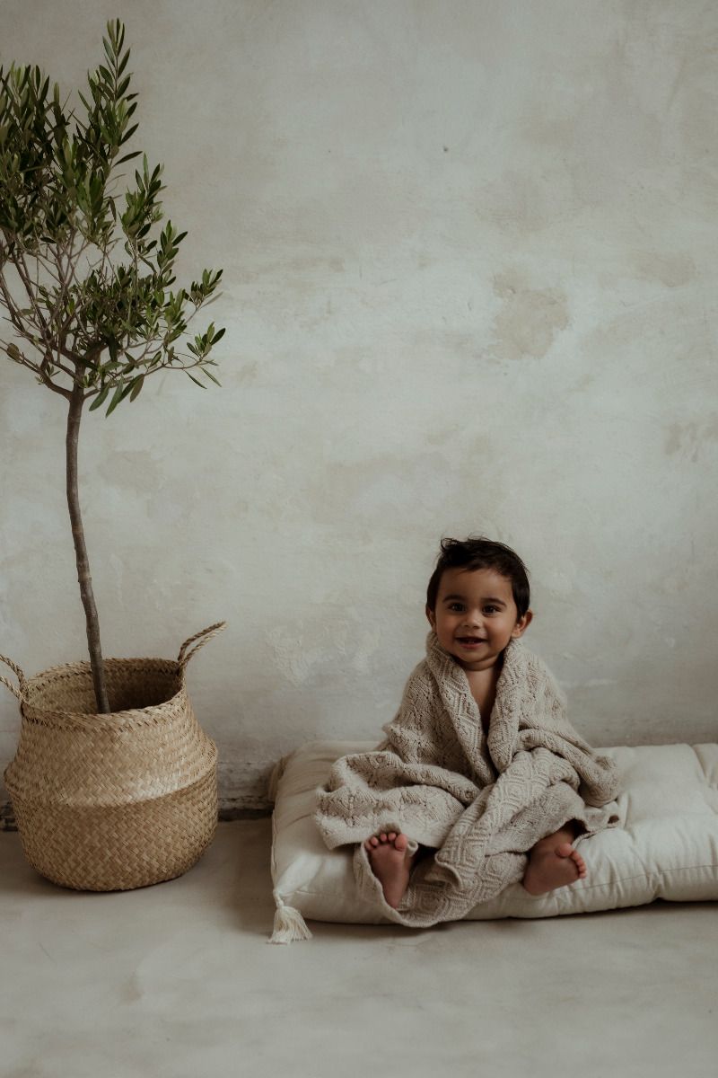 100% Natural Merino Wool Blanket Warm Beige Pearl - Premium Collection - MY MEMI